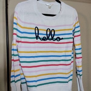 Time and Tru Lightweight Crew Neck Striped Sweater